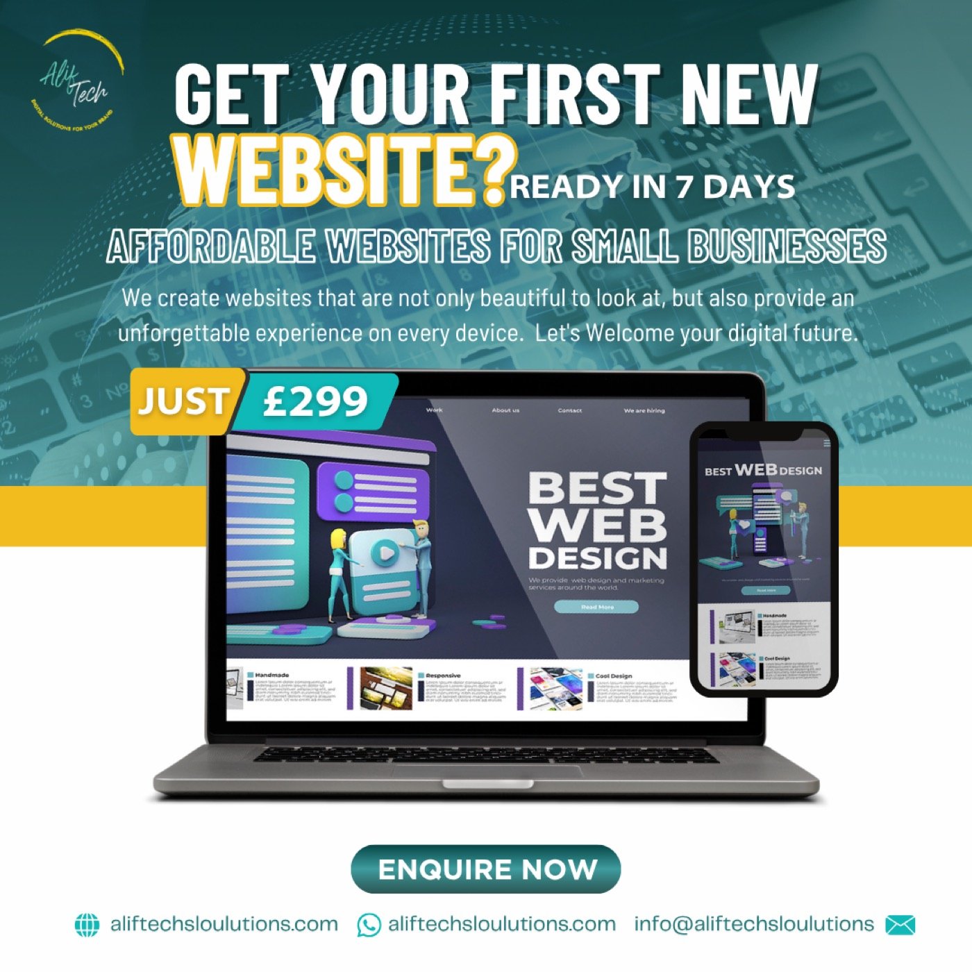 Responsive website development service by Aliftech