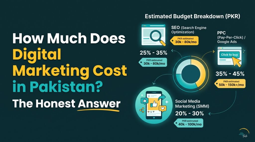 Transparent digital marketing cost breakdown for Pakistani businesses including SEO, PPC and social media pricing